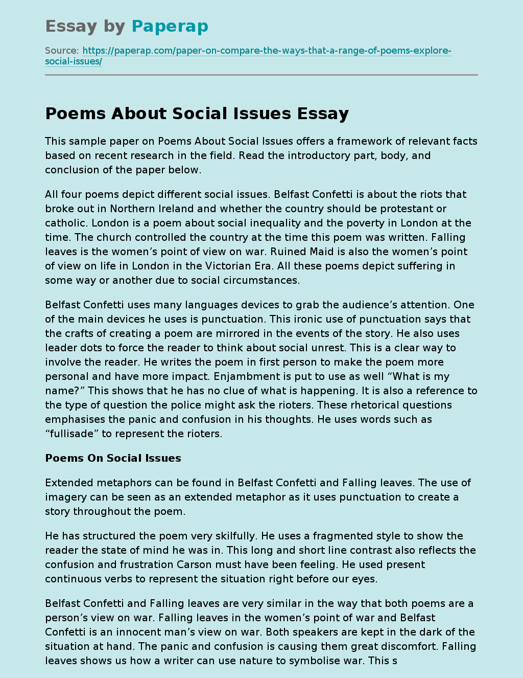 Poems About Social Issues