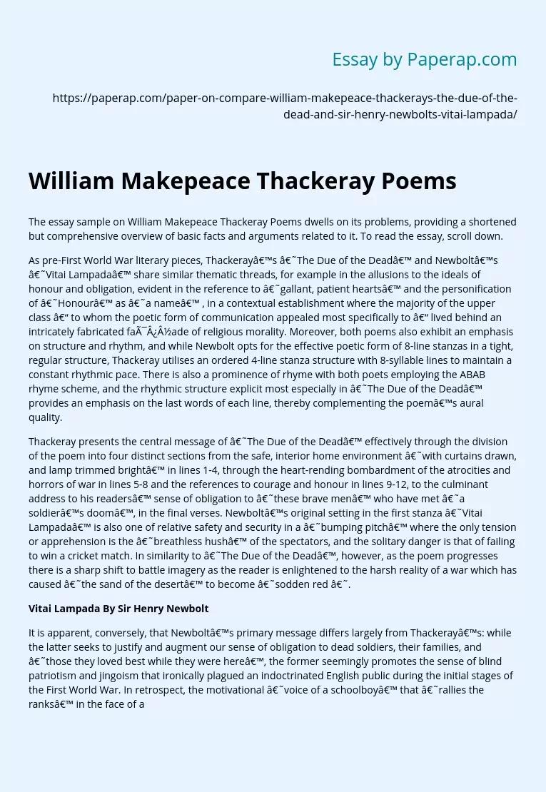 William Makepeace Thackeray Poems