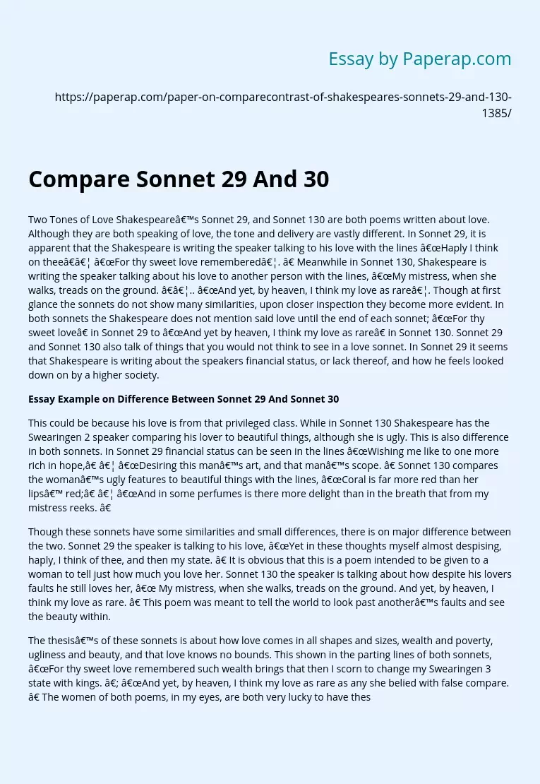 Compare Sonnet 29 And 30