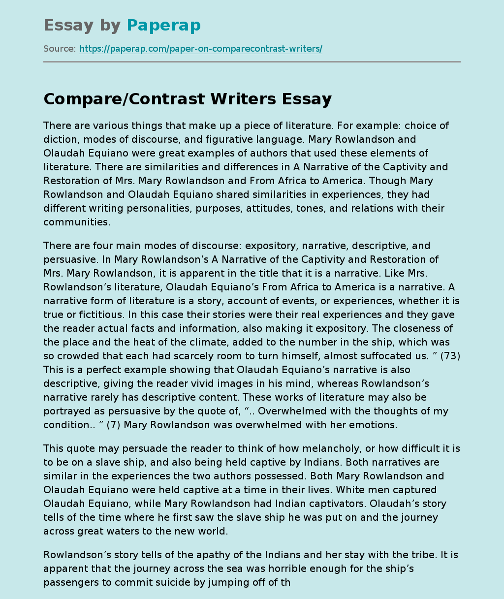 Compare/Contrast Writers