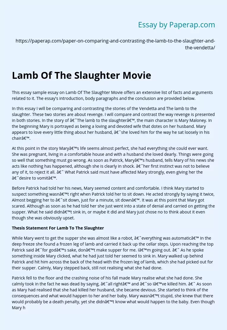 Lamb Of The Slaughter Movie