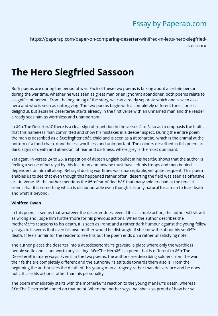 The Hero Siegfried Sassoon