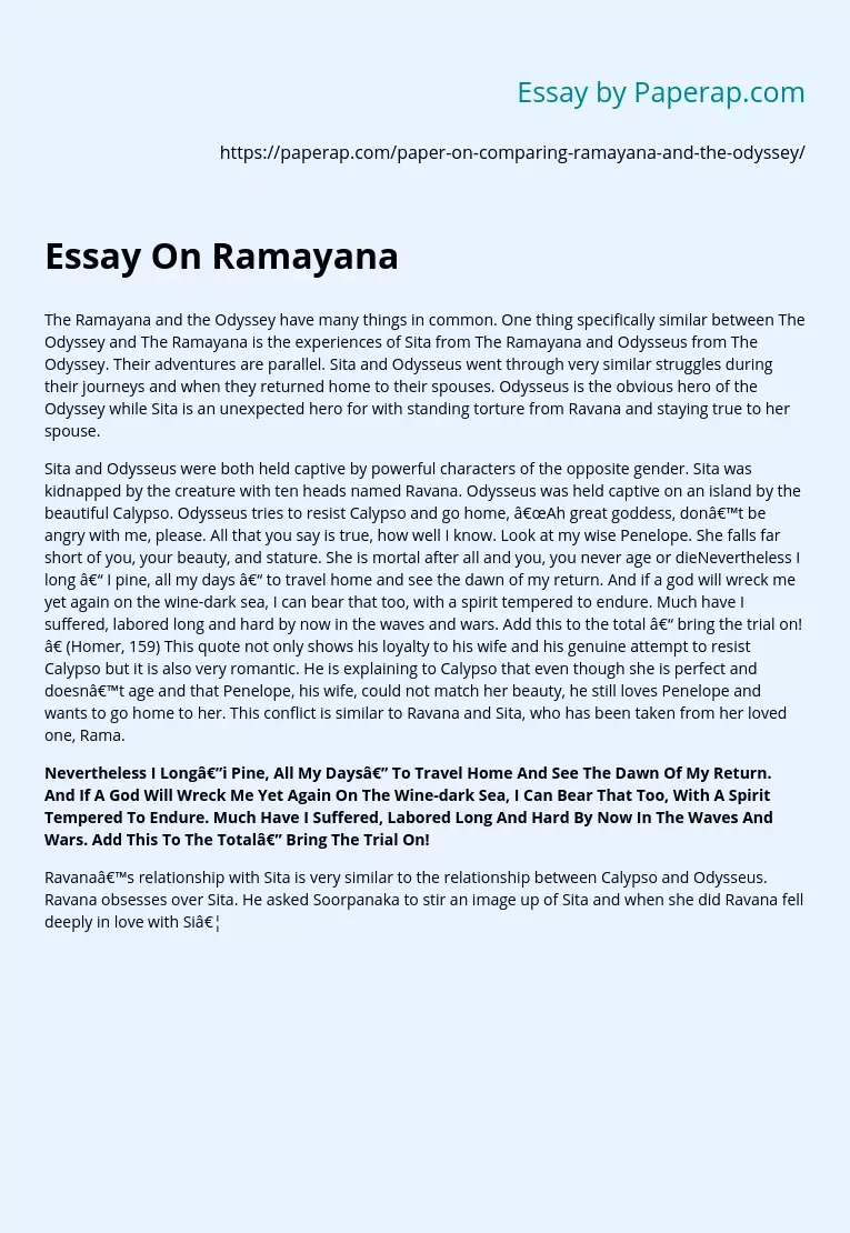 Essay On Ramayana