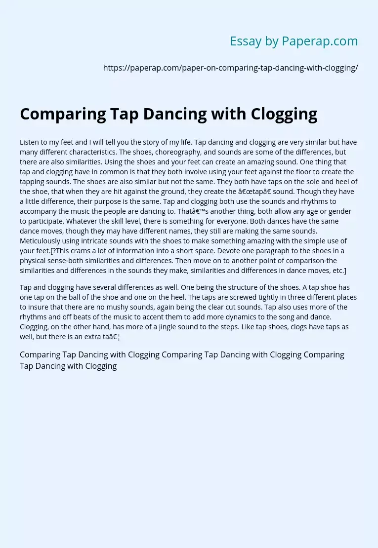Comparing Tap Dancing with Clogging