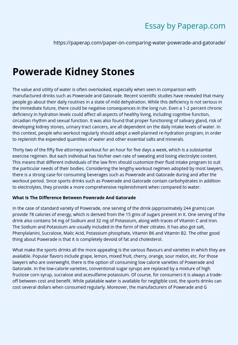 Water dependence of kidney stones