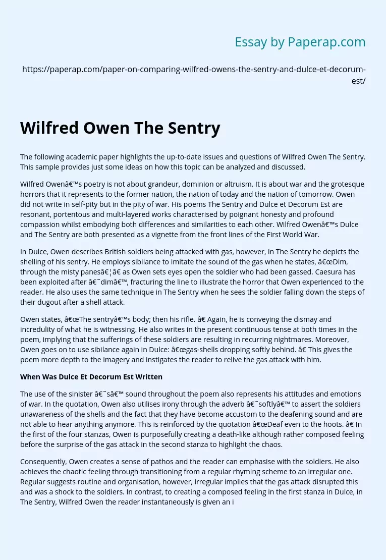 Wilfred Owen The Sentry