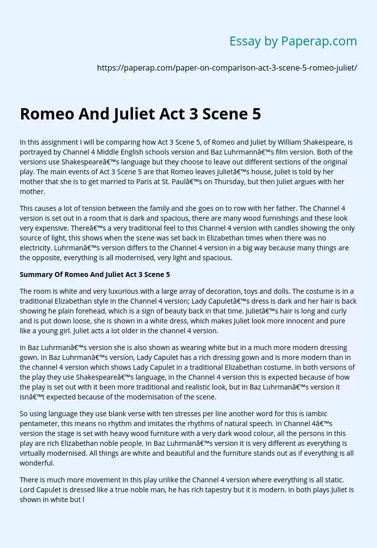 Romeo And Juliet Act 3 Scene 5