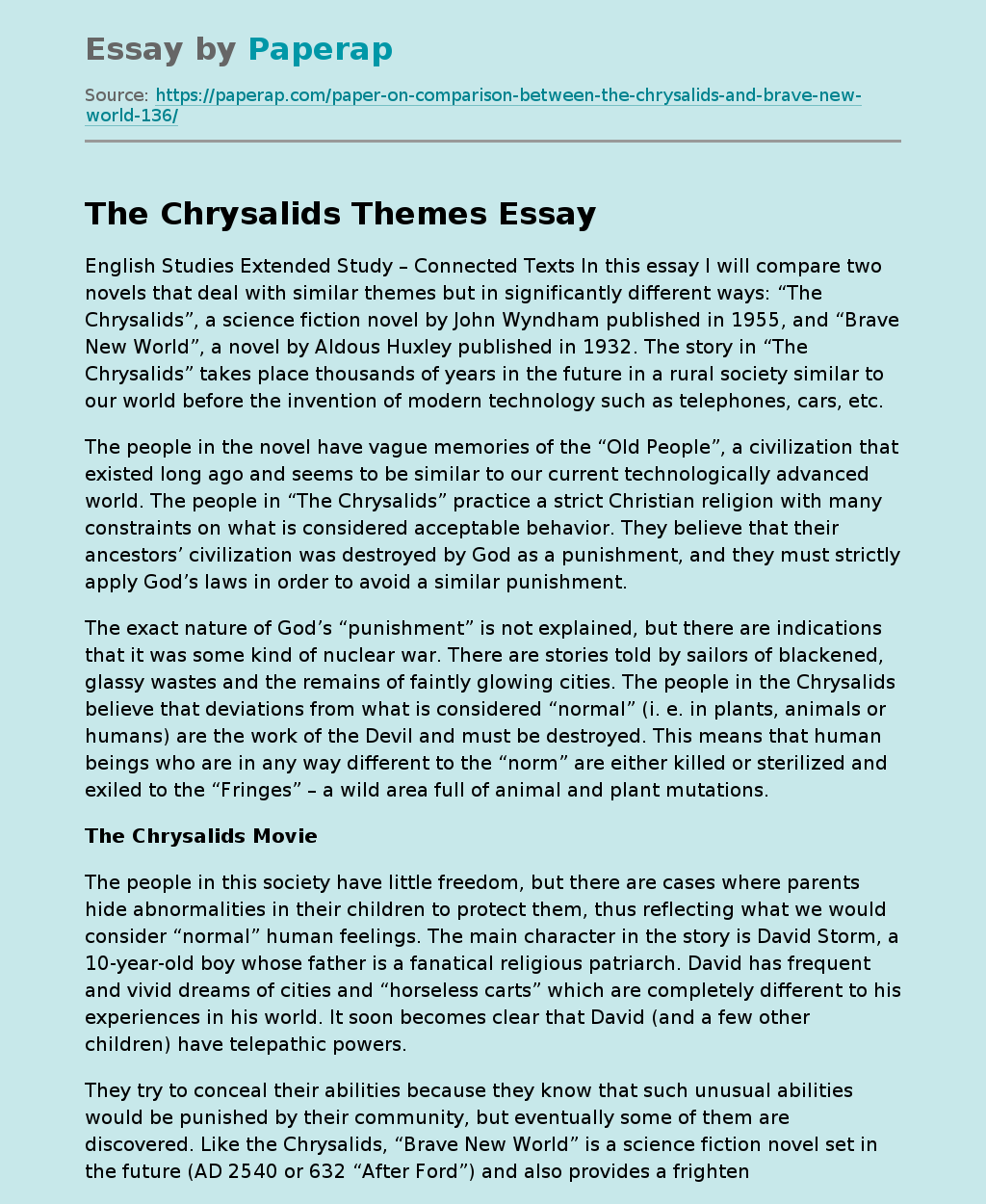 The Chrysalids Themes