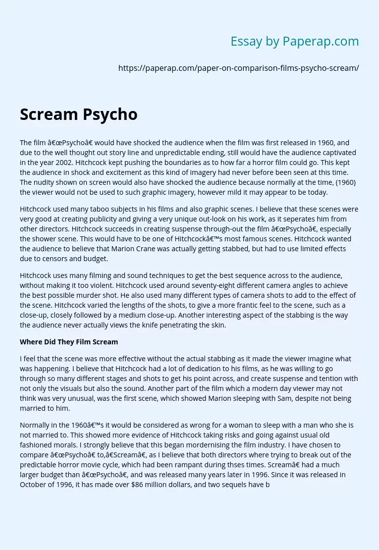 Psycho: A Shocking Classic.