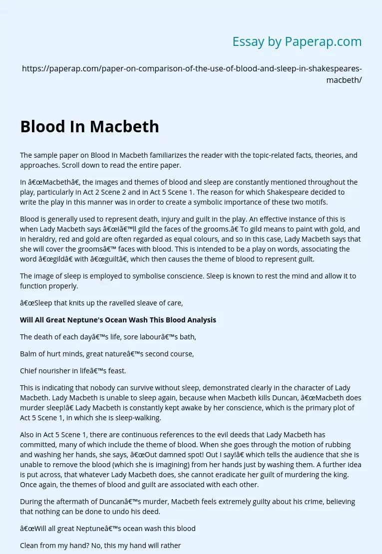 Blood In Macbeth