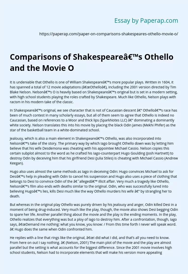similarities between othello and iago