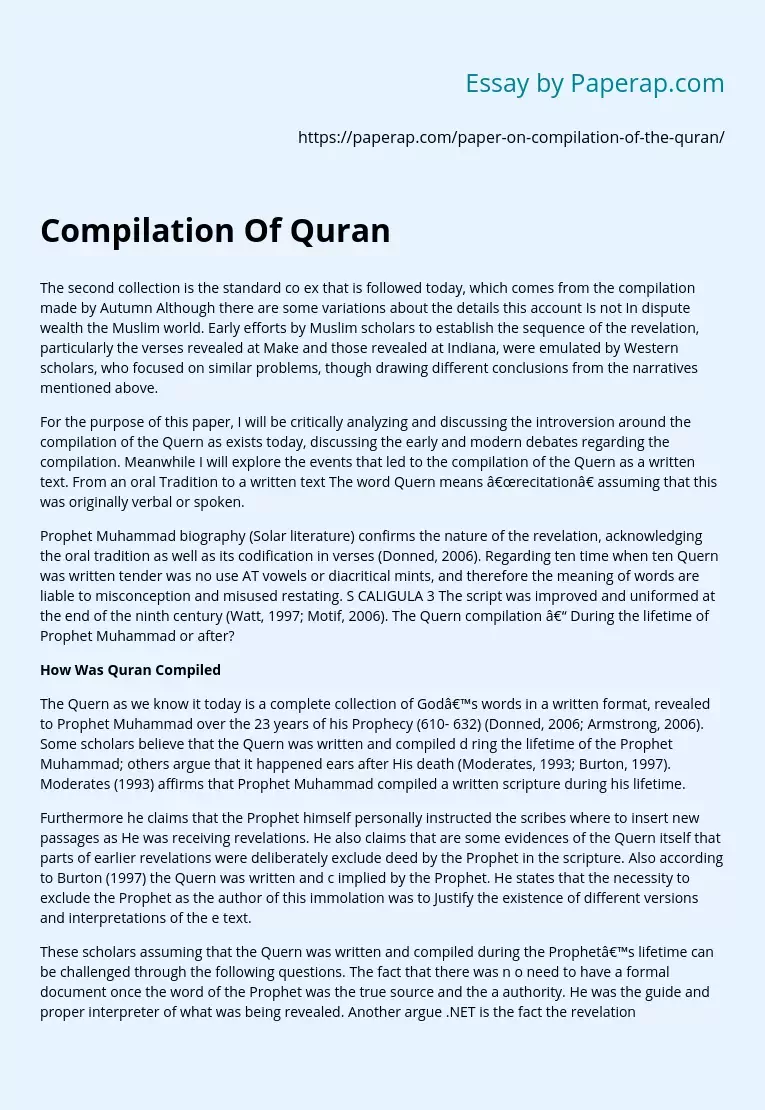 Compilation Of Quran