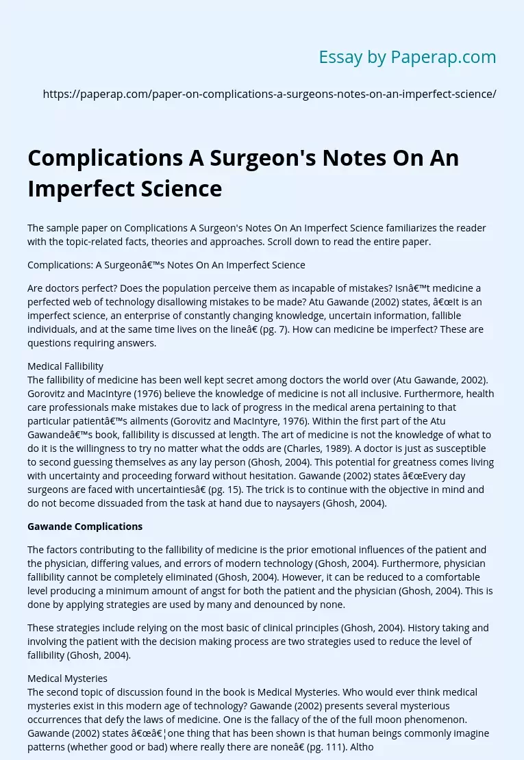 A Surgeon’s Notes on an Imperfect Science