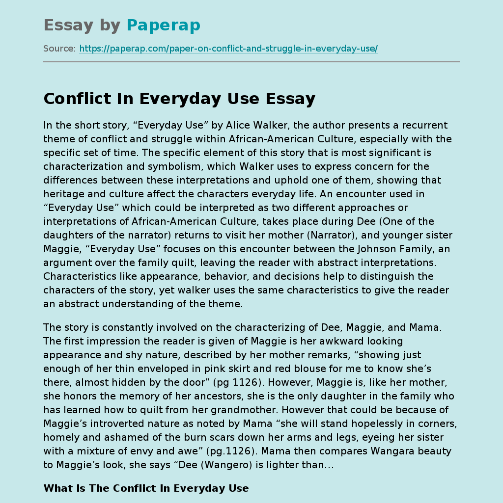 Conflict In Everyday Use