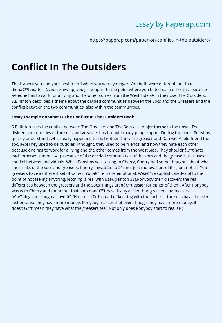 Conflict In The Outsiders
