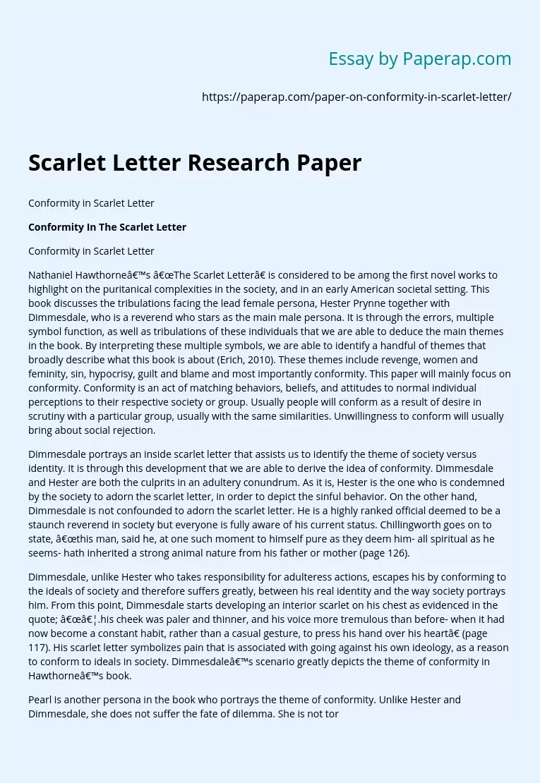 scarlet letter essay examples