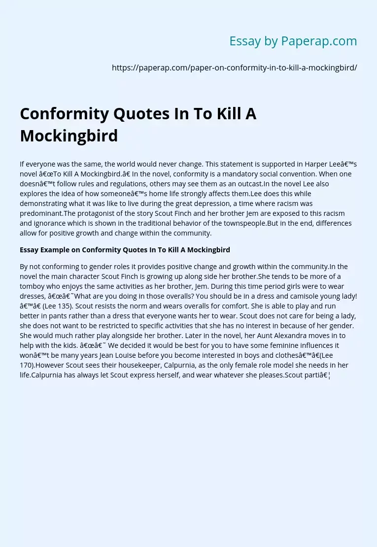 Conformity Quotes In To Kill A Mockingbird