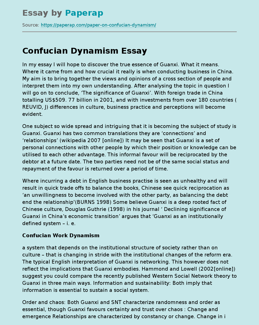 Confucian Dynamism