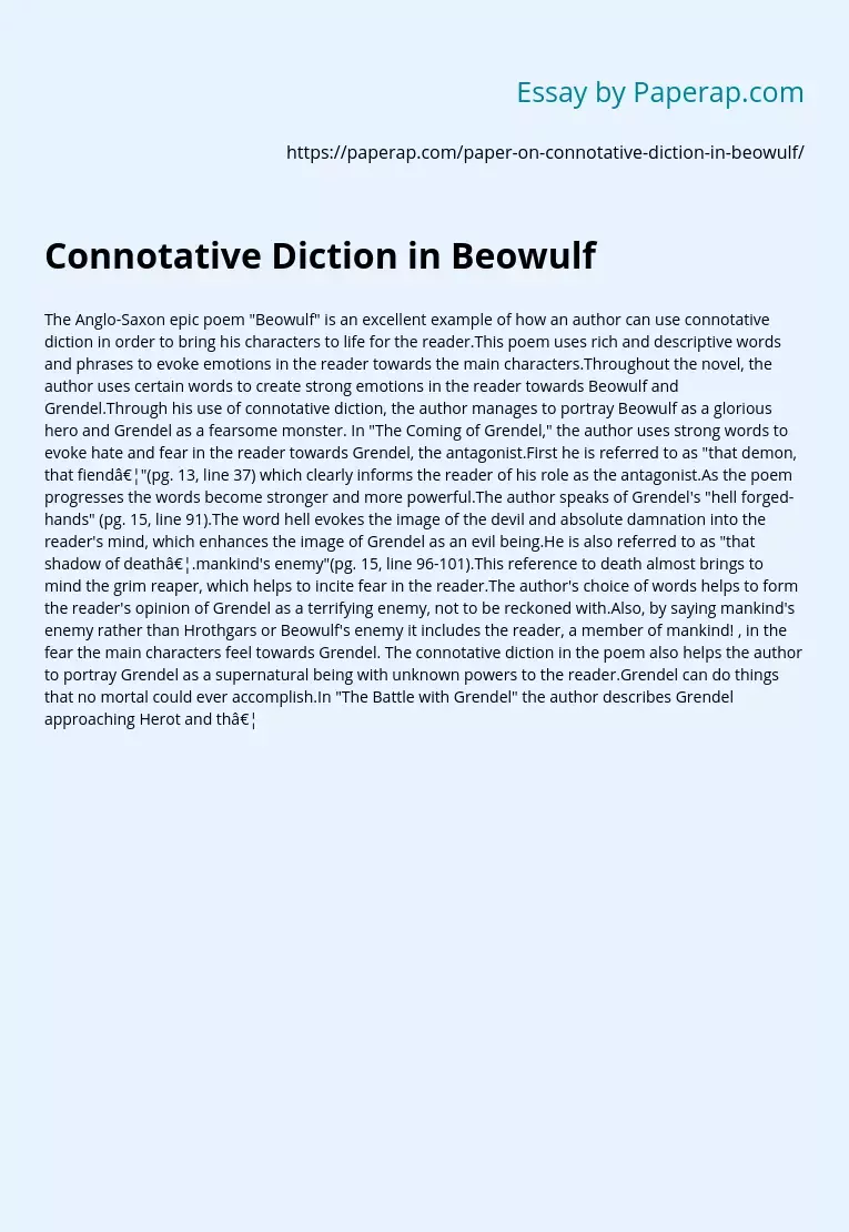 Connotative Diction in Beowulf