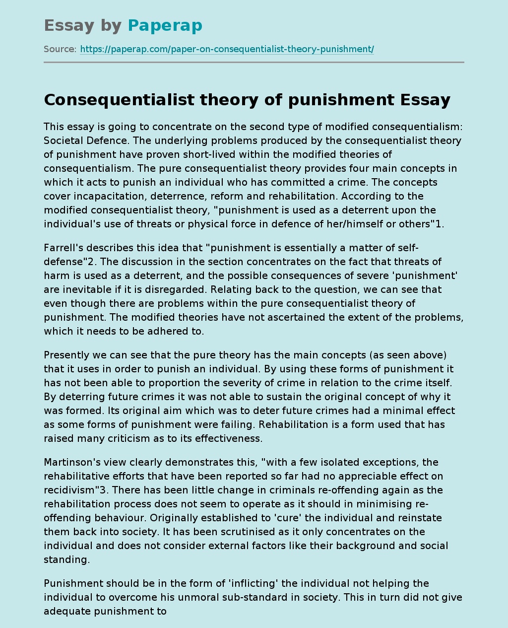 Consequentialist theory of punishment