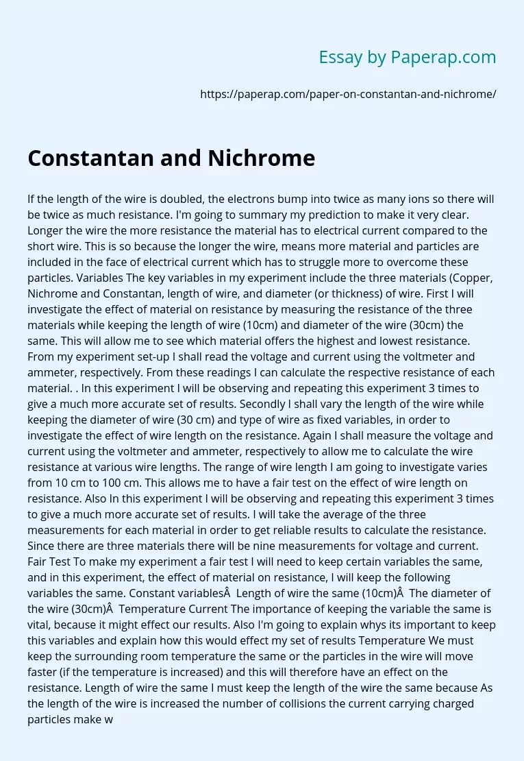 Constantan and Nichrome
