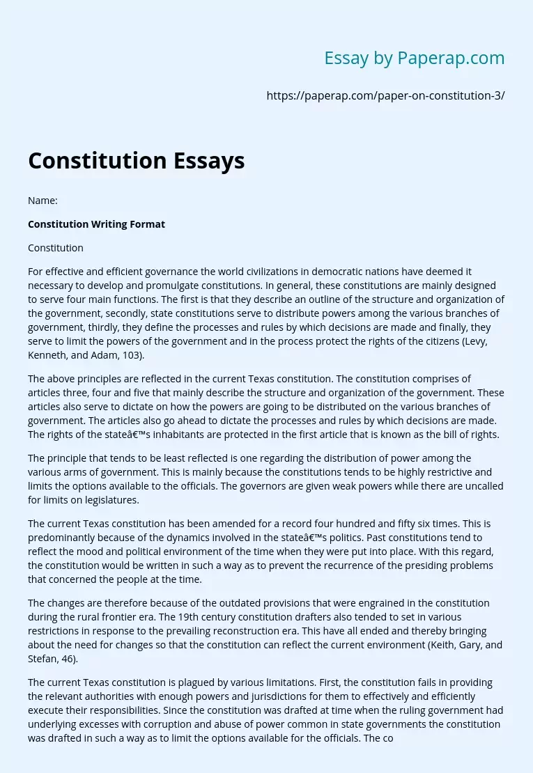 Constitution Essays