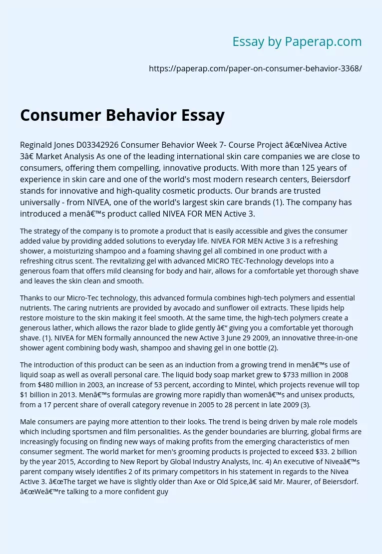 Consumer Behavior Essay