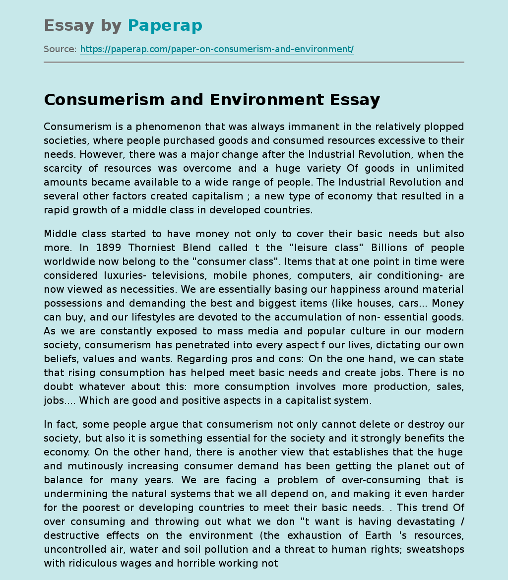 Consumerism and Environment
