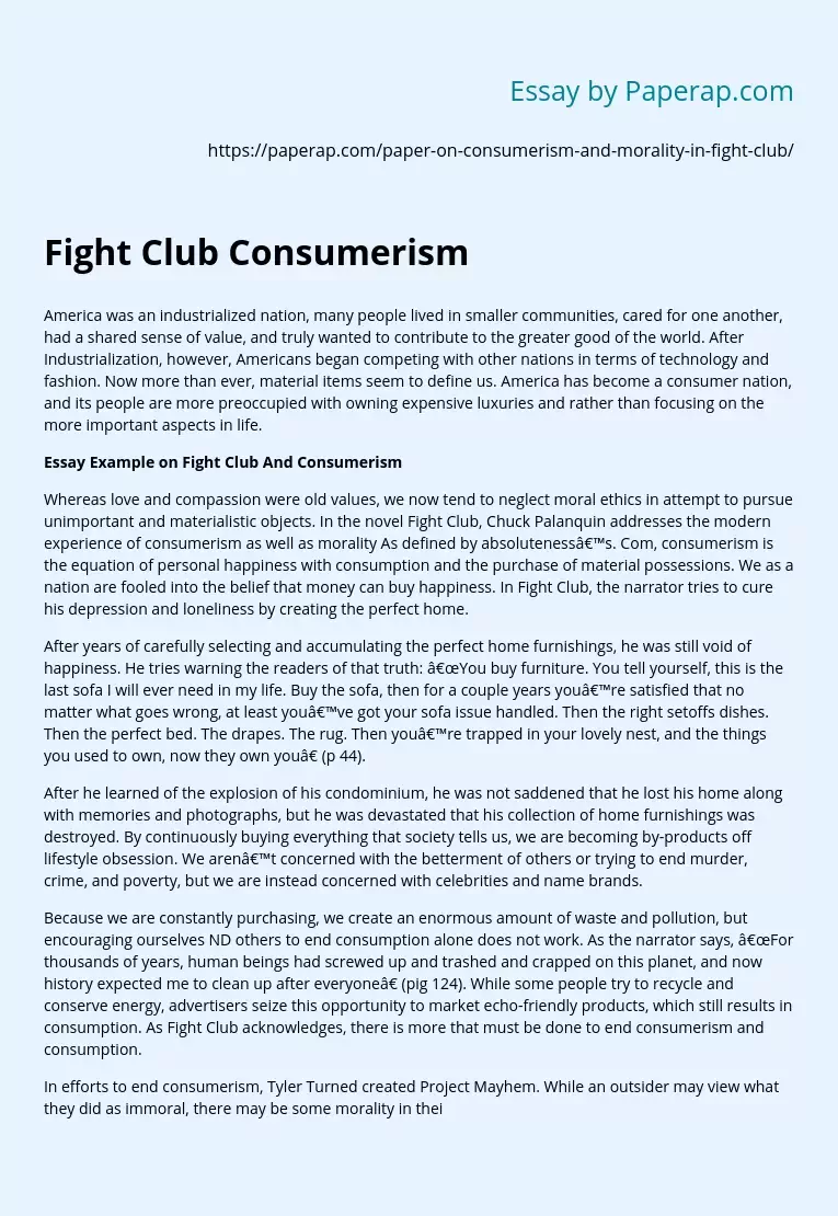 Fight Club Consumerism