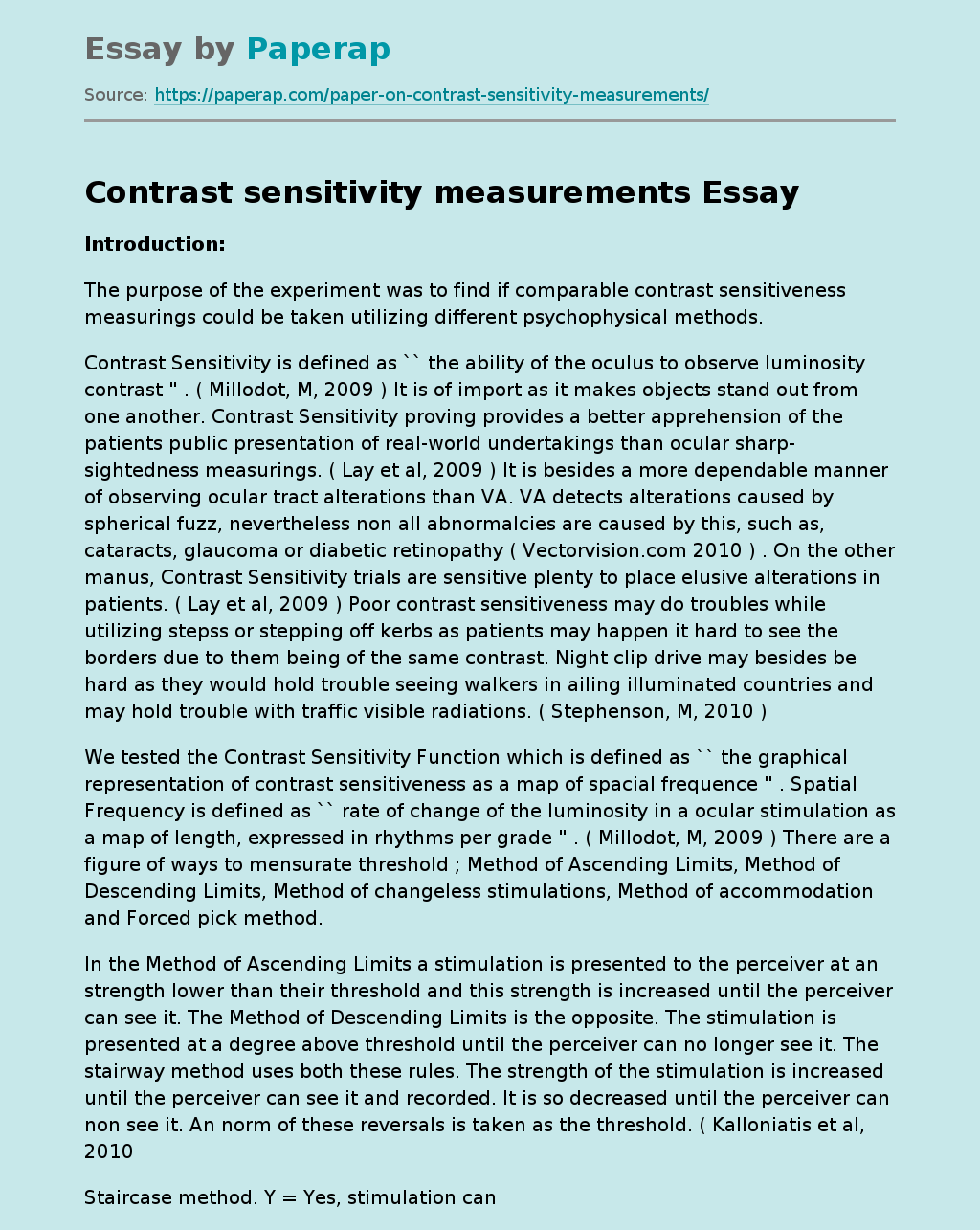 Contrast Sensitivity Measurements