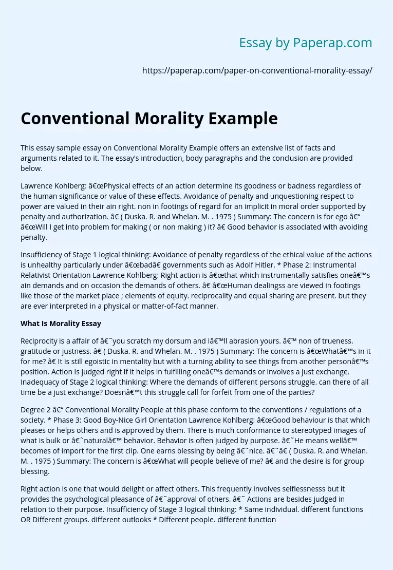 Conventional Morality Example