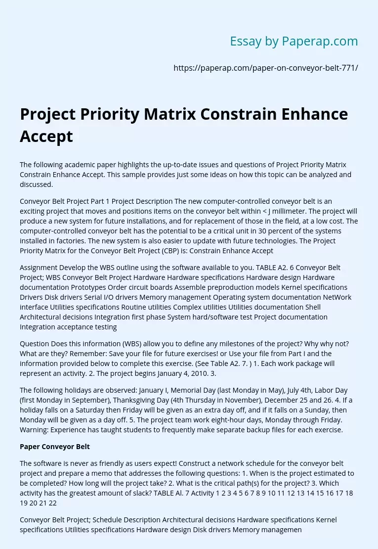 Project Priority Matrix Constrain Enhance Accept