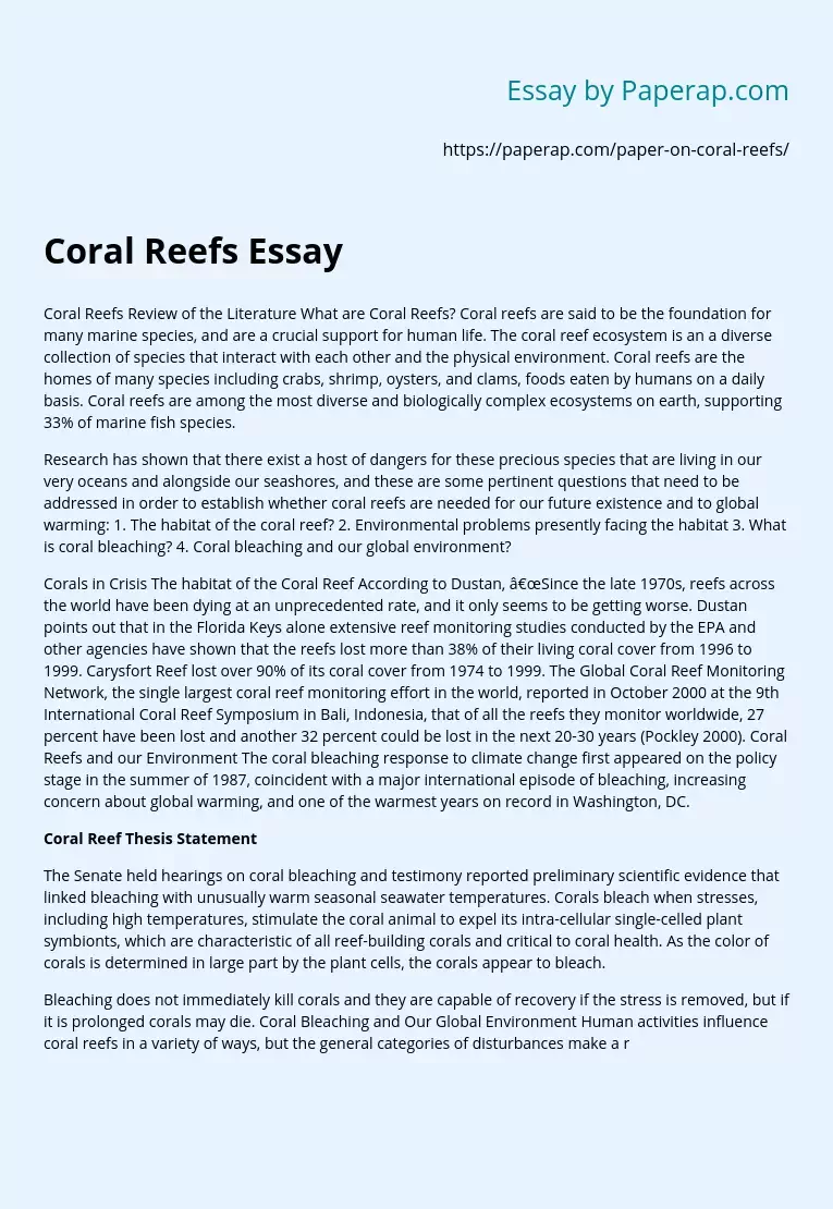 Coral Reefs Essay