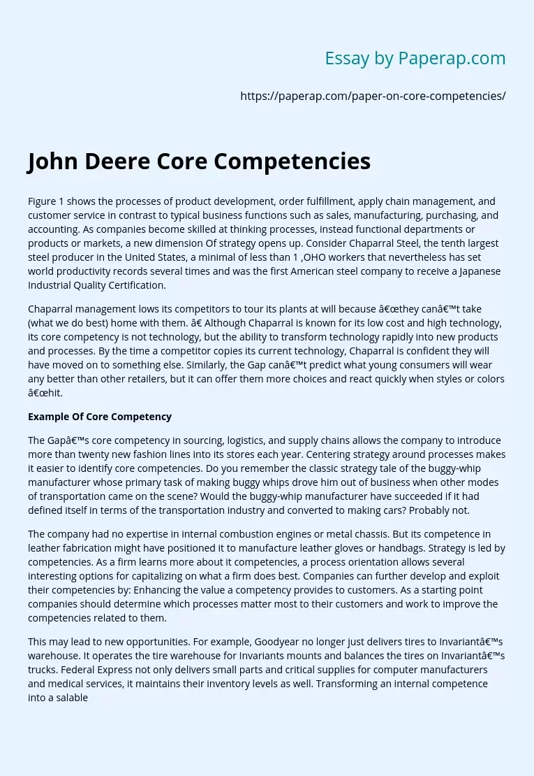 John Deere Core Competencies