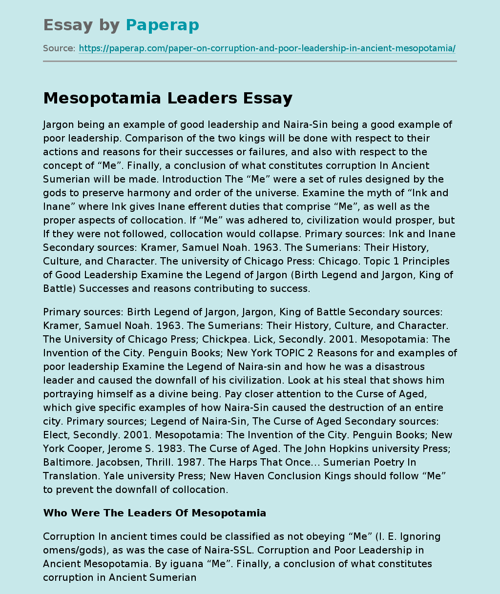 Mesopotamia Leaders