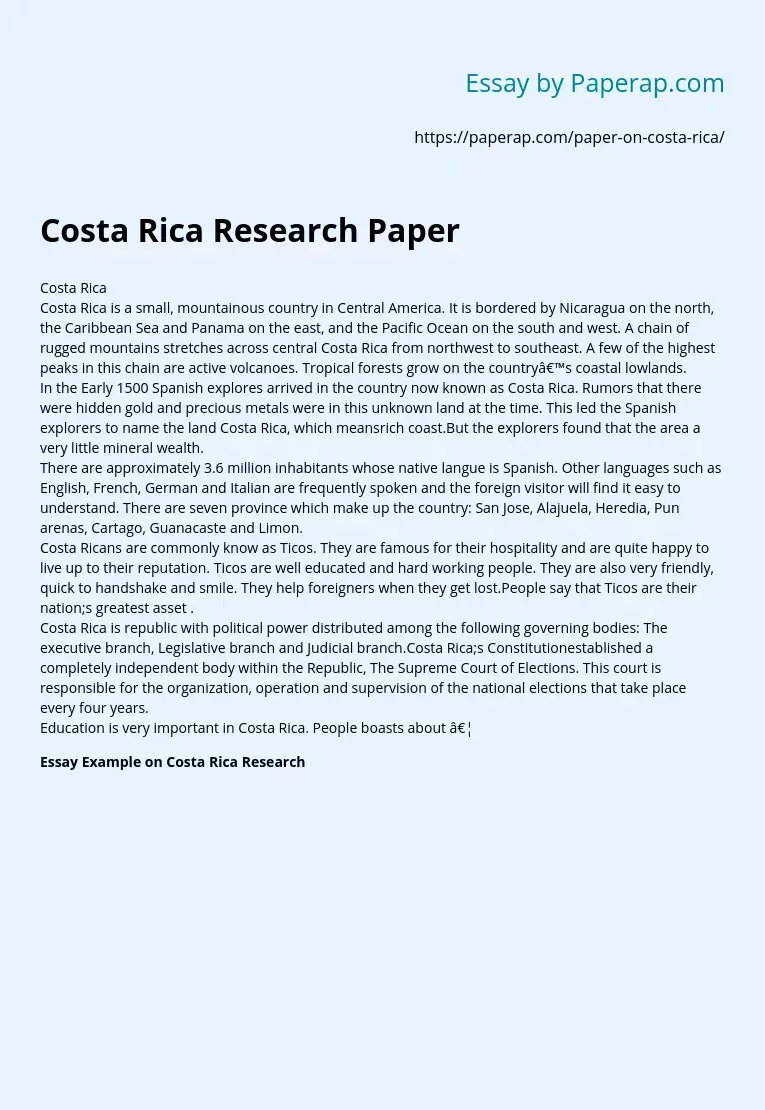 Costa Rica Research Paper