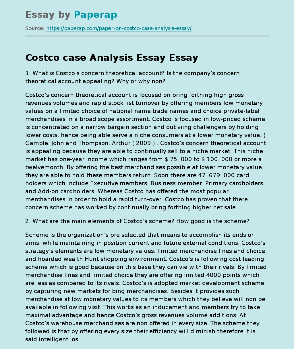 Costco case Analysis Essay
