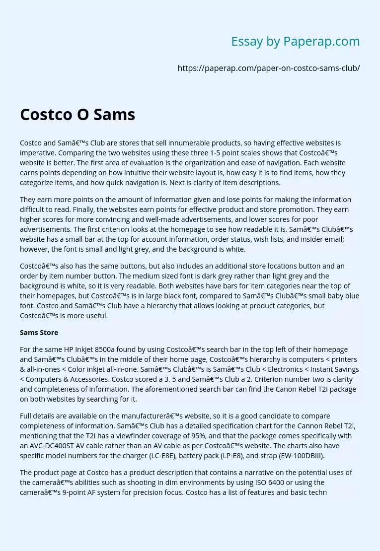 Comparing Costco and Sam's Club Websites