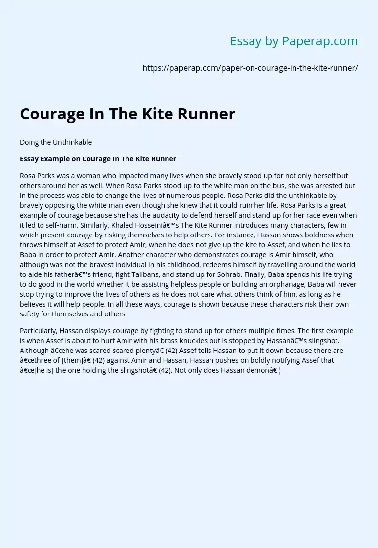 Courage In The Kite Runner