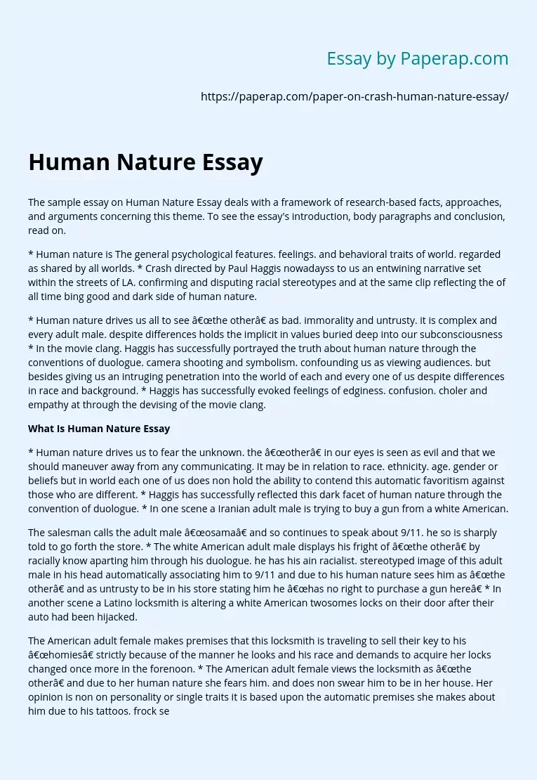 Human Nature Essay