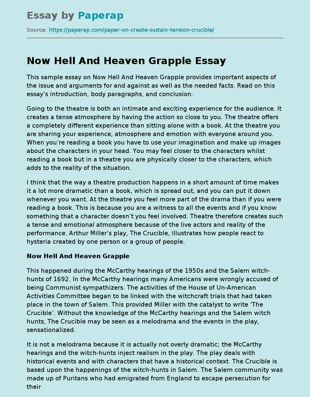 Now Hell And Heaven Grapple