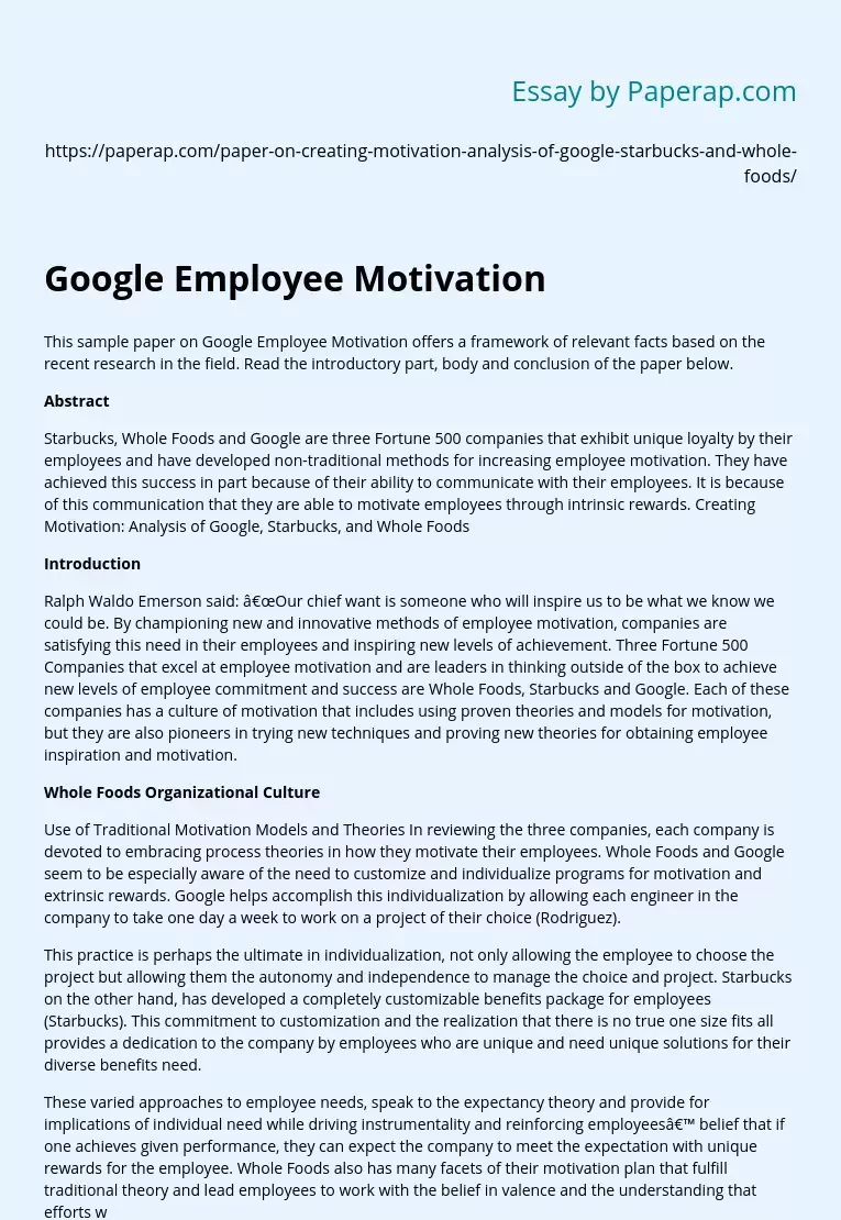 Google Employee Motivation