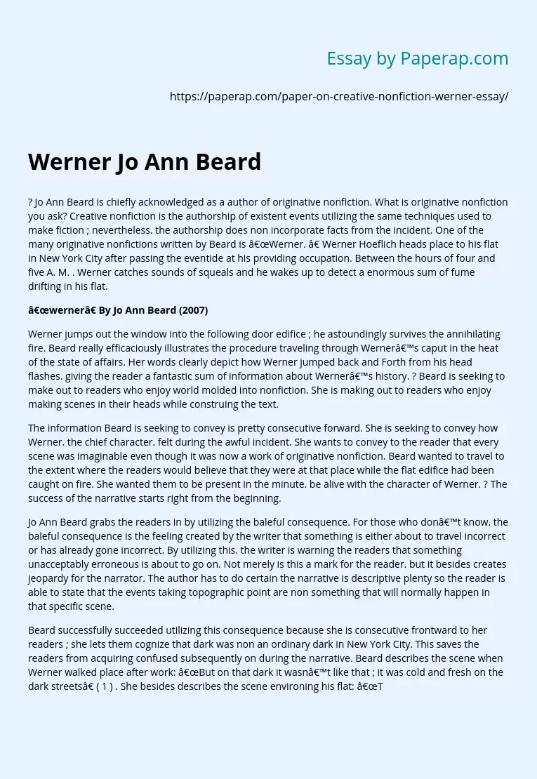 Werner Jo Ann Beard Originative Nonfiction