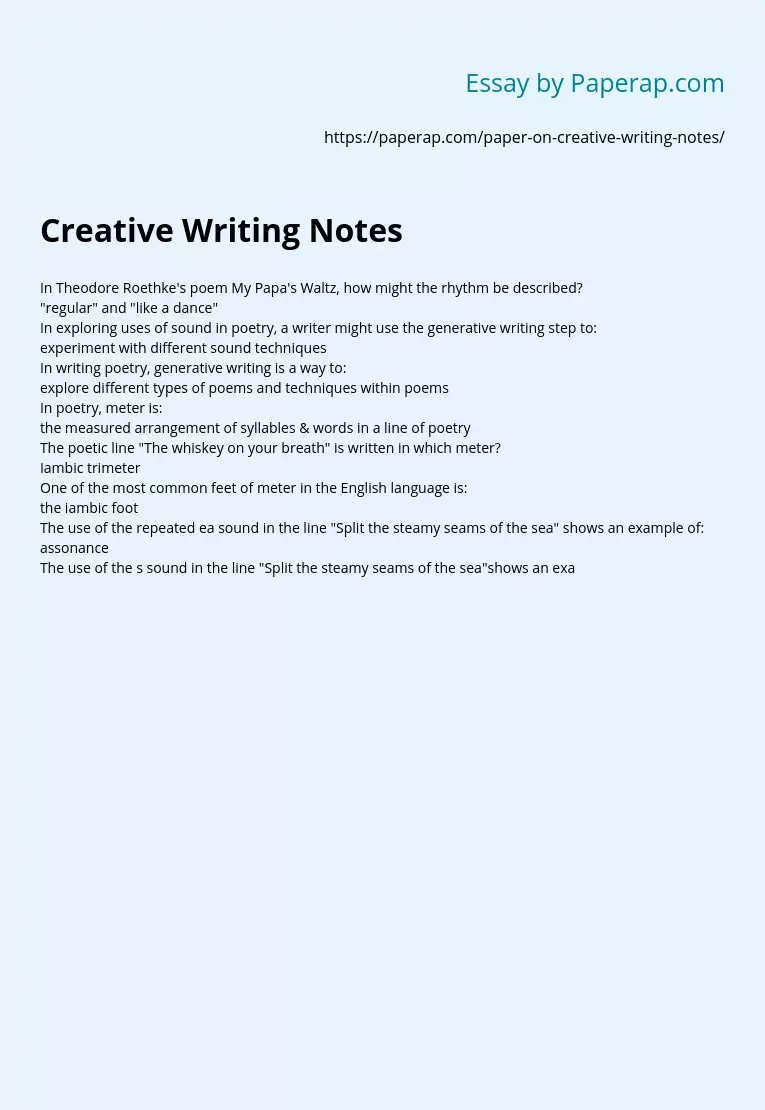 Creative Writing Notes