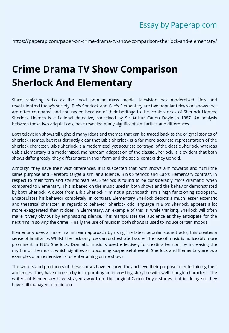 Crime Drama TV Show Comparison Sherlock And Elementary