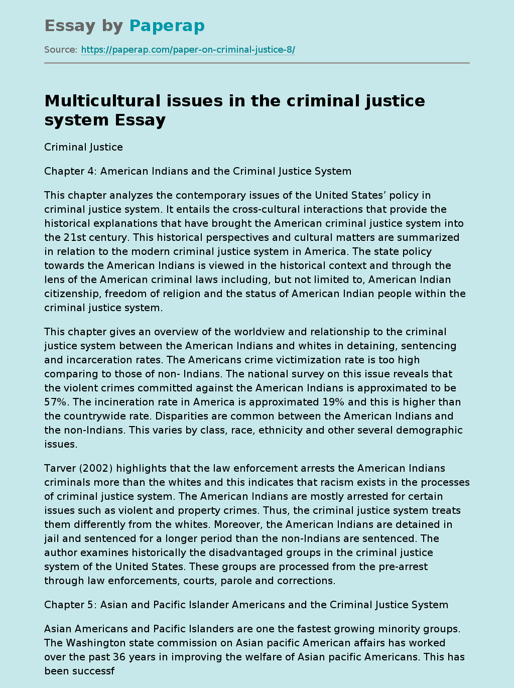 Multicultural issues in the criminal justice system
