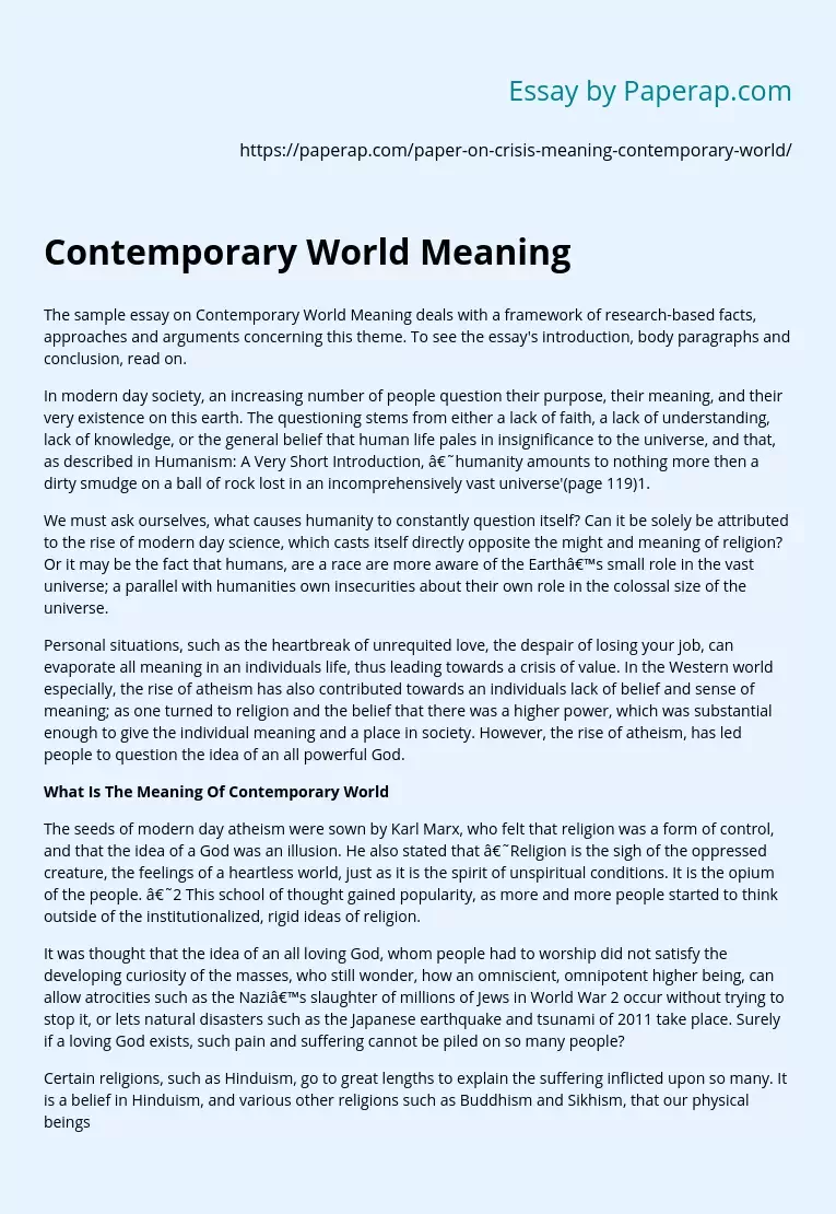 Contemporary World Meaning