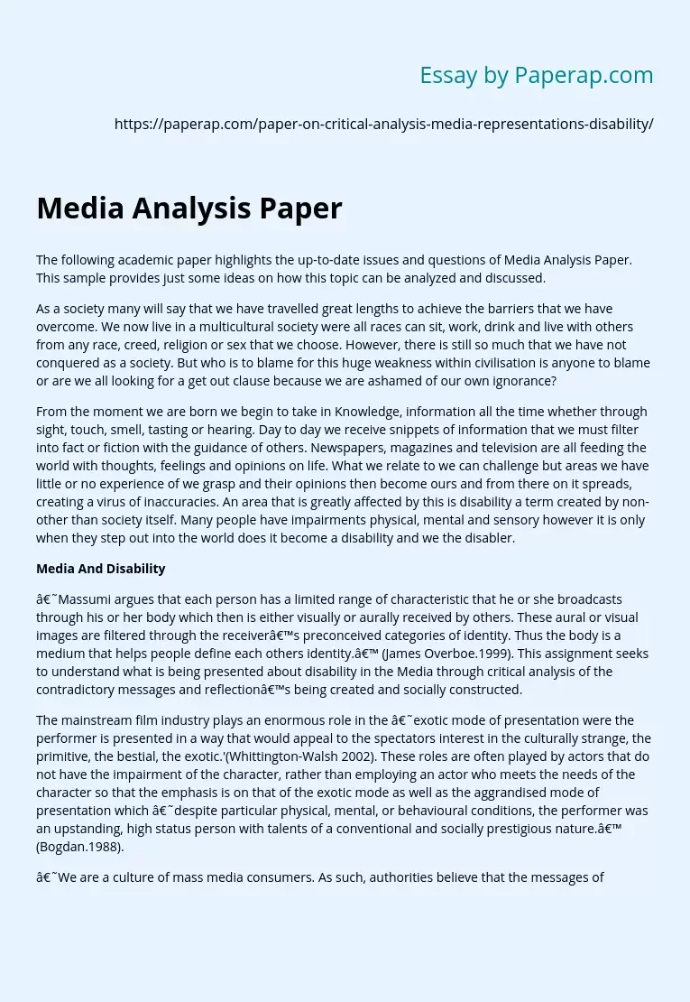 Media Analysis Paper