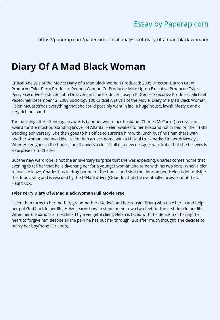 Diary Of A Mad Black Woman
