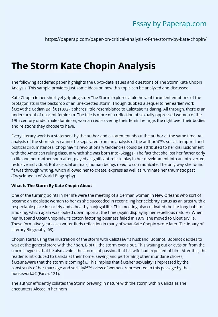 The Storm Kate Chopin Analysis